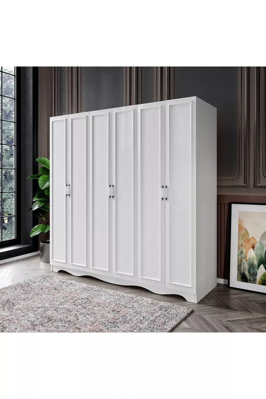 Armoire modulaire campagnarde gratuite à 6 portes et 2 tiroirs, garde-robe - MDF de première qualité