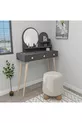 Coiffeuse en bois avec miroir et tiroirs Ruges sur pieds, anthracite - Ruges