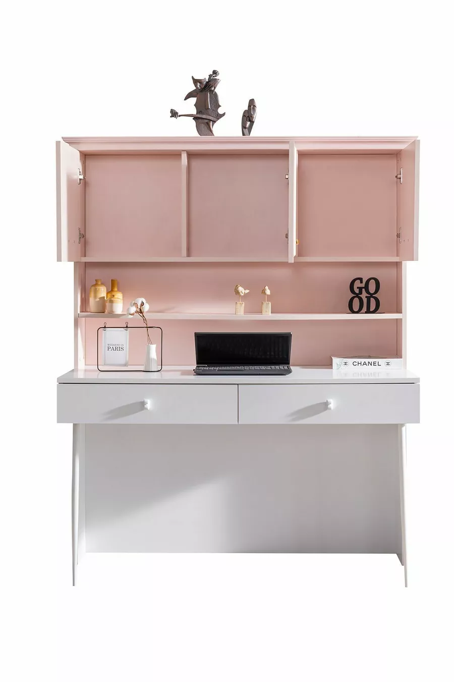 Chambre d'enfant Rosa - Armoire à 3 portes, Lit, Table de chevet, Bureau, Commode