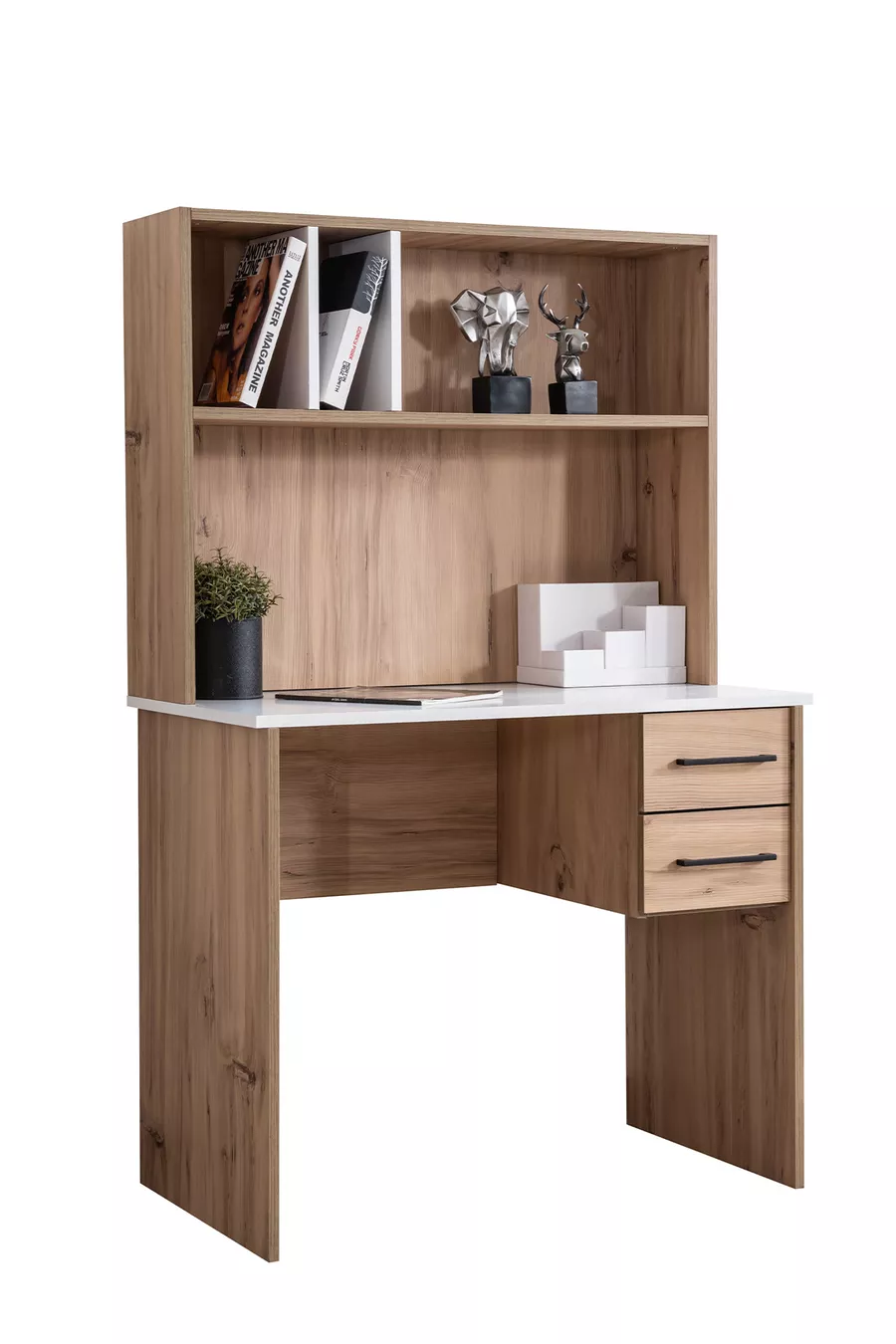 Chambre d'enfant Efes Armoire 3 portes, Lit, Bureau, Table de chevet Noyer Crème