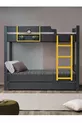 Lit superposé, Lit superposé modulable avec lits gigognes, Anthracite - Jaune