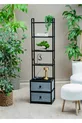 Armoire en métal à 5 niveaux avec tiroirs en tissu, table de chevet décorative, commode multifonctionnelle