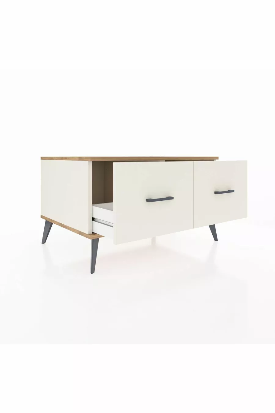 Commode Kronos 2 tiroirs Pierre de Lune-Pin/Pierre de Lune