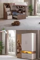 Lit superposé, ensemble chambre jeune Milano avec bureau double, lit superposé moderne + armoire moderne à trois portes