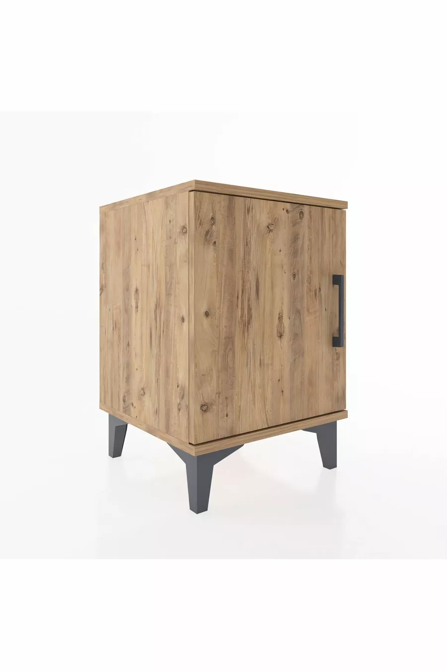 Table de chevet Hyperion à une étagère et une porte, Pin-Pin