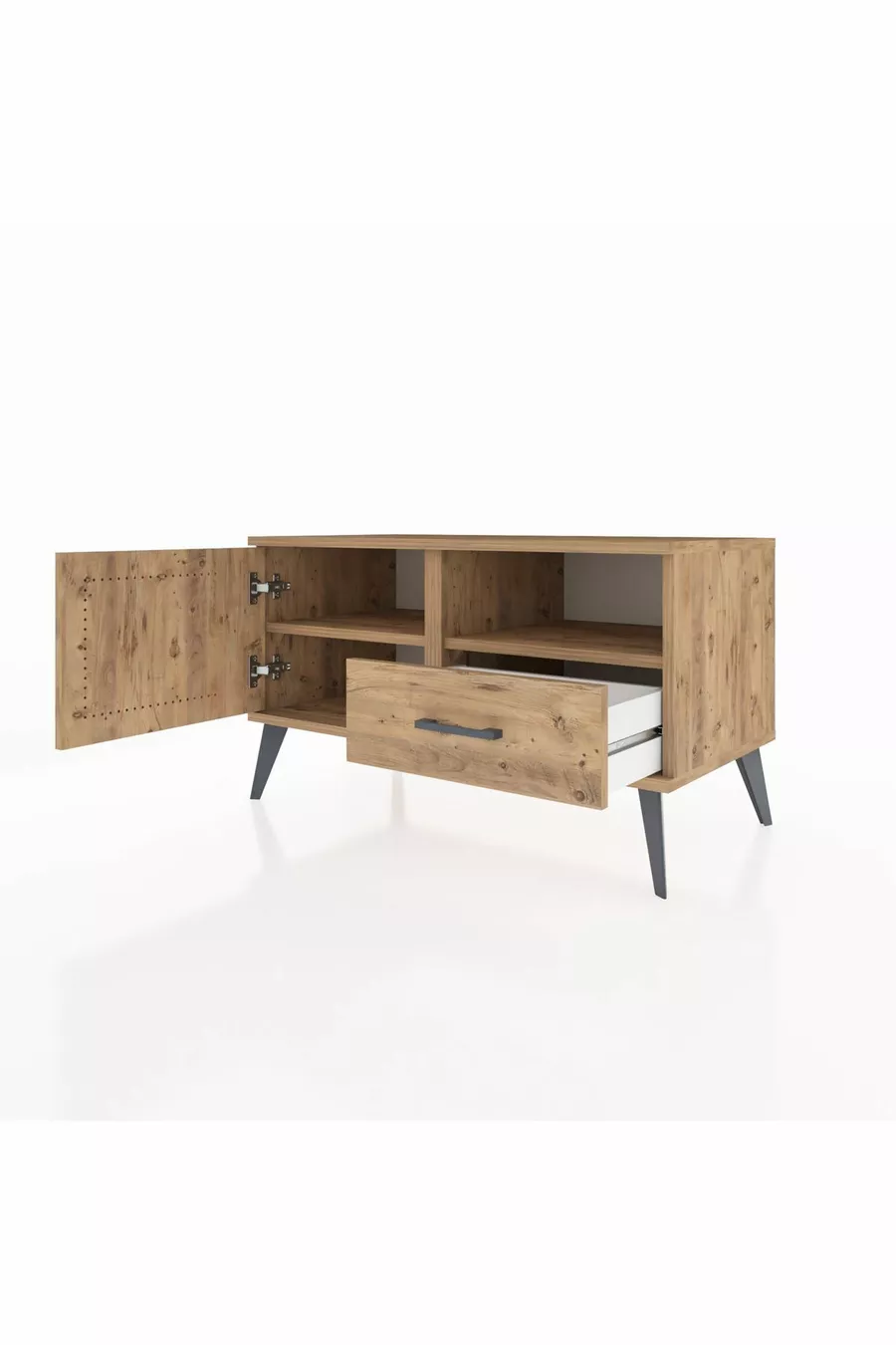 Commode Hyperion à 2 étagères, 1 tiroir, 1 porte, pin sur pin