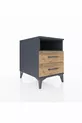 Table de chevet Kronos avec une étagère et 2 tiroirs Anthracite-Bois de pin