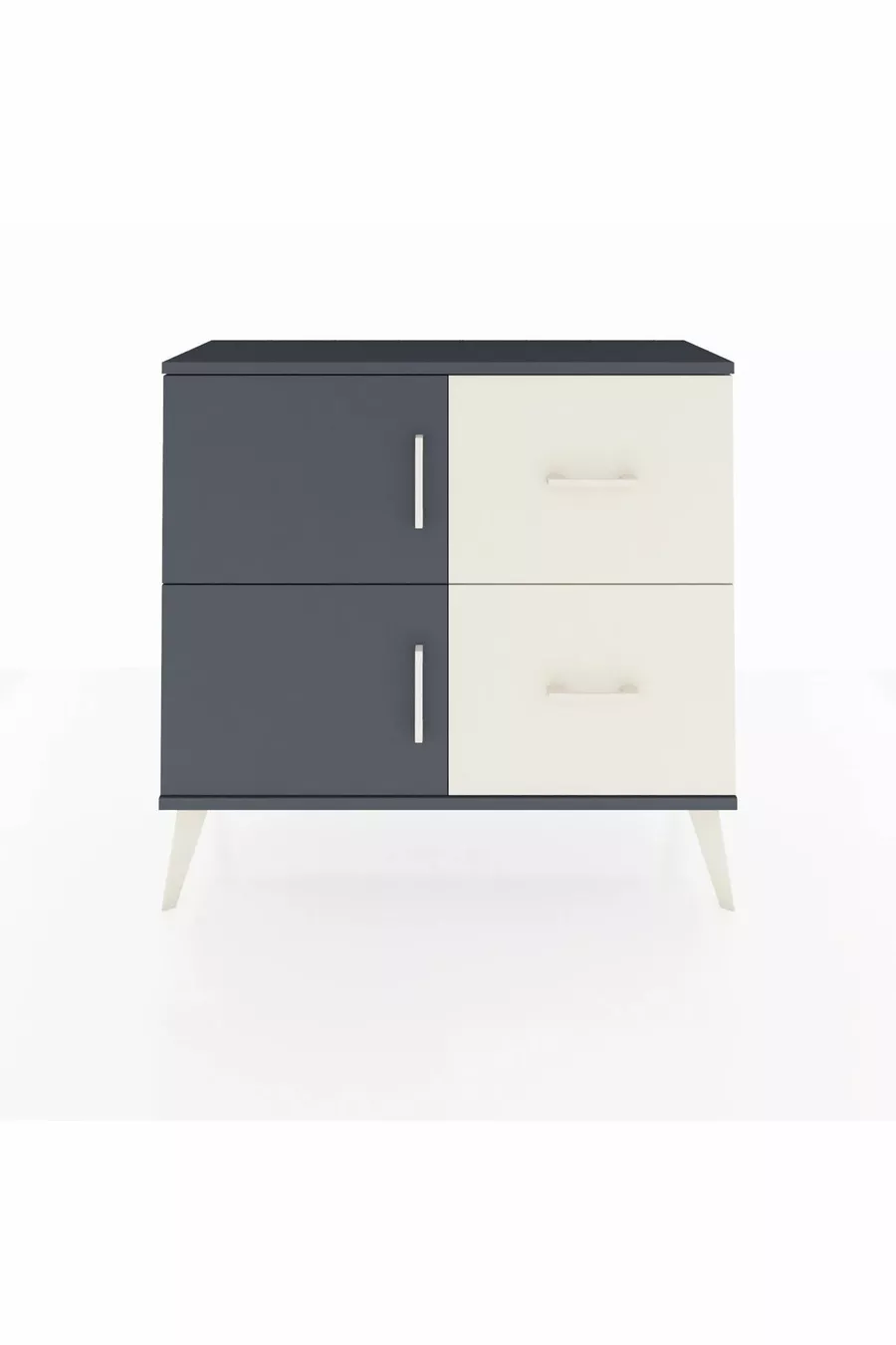 Commode Arges à une étagère, 2 tiroirs et 2 portes Anthracite-Anthracite/Gris pierre