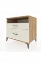 Commode Kronos à une étagère et 2 tiroirs en pin et pierre de lave