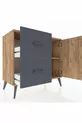 Commode Hyperion avec une seule étagère, 2 tiroirs et une porte, Pin-Pin/Anthracite