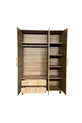 Armoire Pera en bois à 3 portes avec tiroirs | Corps en MDF | Portes à volets aspect naturel | Pieds en bois