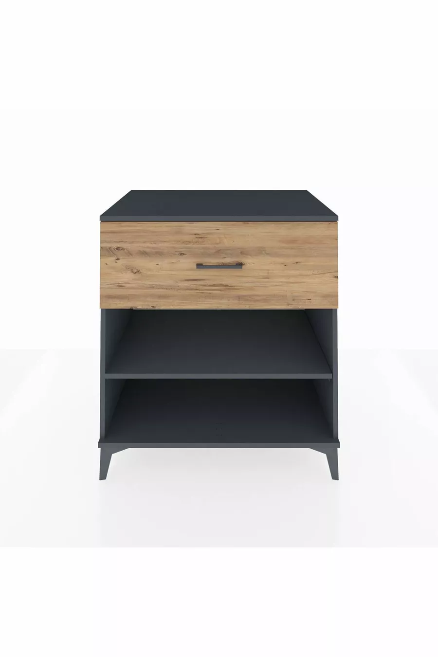 Commode Kronos à une étagère et un tiroir Anthracite-Épicéa