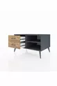 Commode Kronos à une étagère et 2 tiroirs Anthracite-Anthracite/Sapin