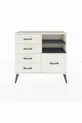 Commode Arges 2 étagères 5 tiroirs Nacré-Anthracite/Nacré