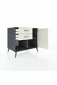 Commode Kronos avec une étagère, 2 tiroirs et une porte, Anthracite-Pierre de Lune