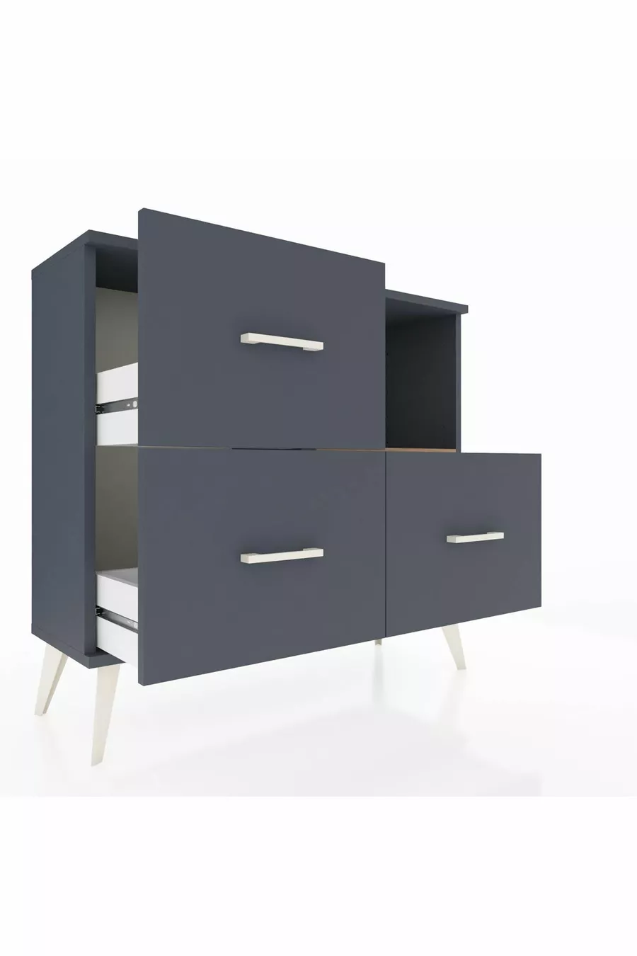 Commode Arges à une étagère et 3 tiroirs Anthracite-Sapin/Anthracite