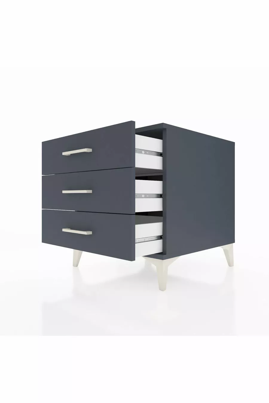 Table de chevet Kronos à 3 tiroirs Anthracite-Anthracite