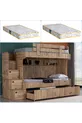 Lit superposé Viva avec tiroirs 2 matelas confort