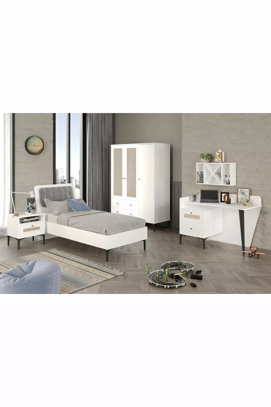 Ensemble de chambre d'adolescent Trio White L (MDF)