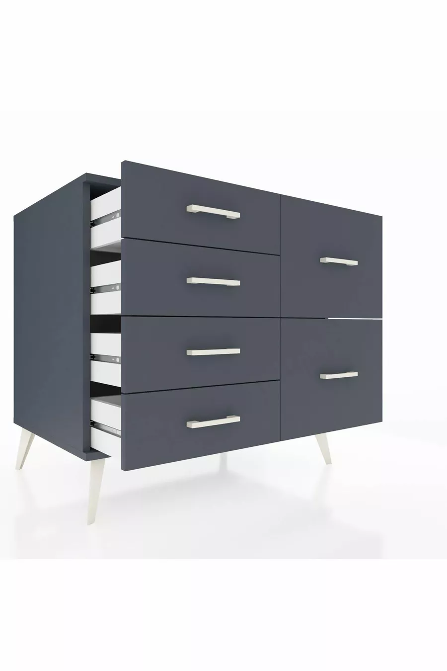 Commode Kronos 6 tiroirs Anthracite-Anthracite