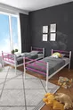 Lit superposé Koza Ranza compatible avec matelas, rose foncé, métal détachable