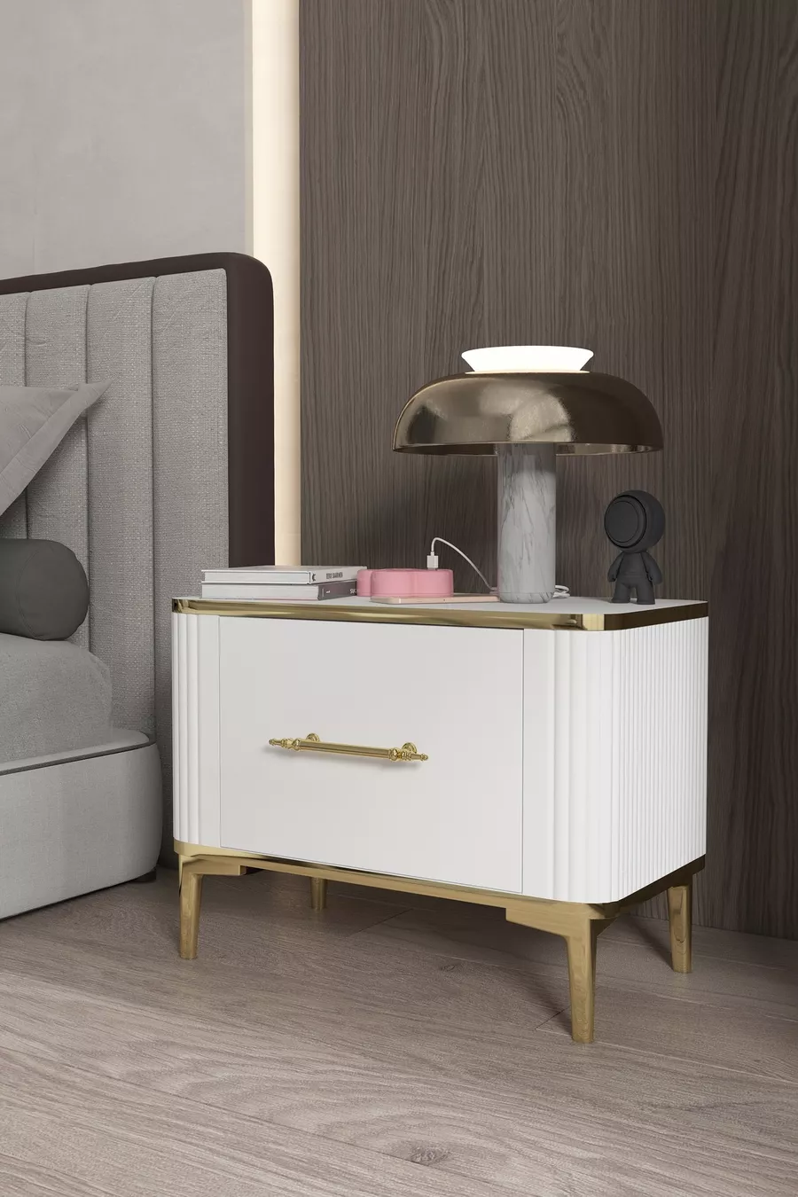 Table de chevet BETY avec tiroirs - Meuble d'appoint - Commode - Organisateur