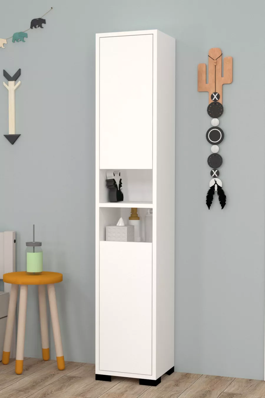Armoire pour chambre d'adolescent Tokyo à 2 portes et 3 étagères