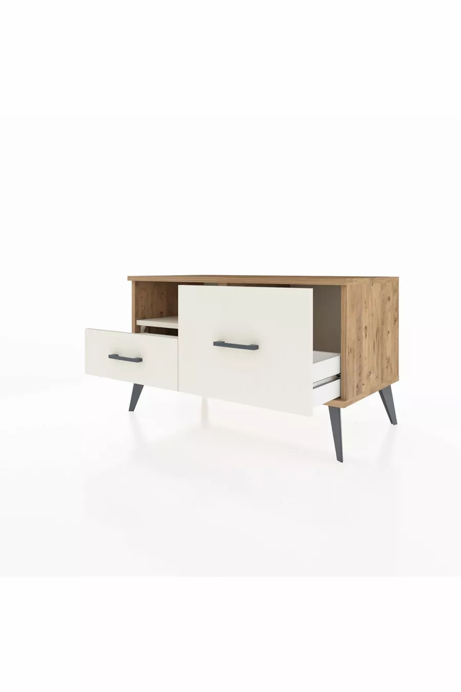 Commode Hyperion à une étagère et 2 tiroirs en pin-pierre d'onyx