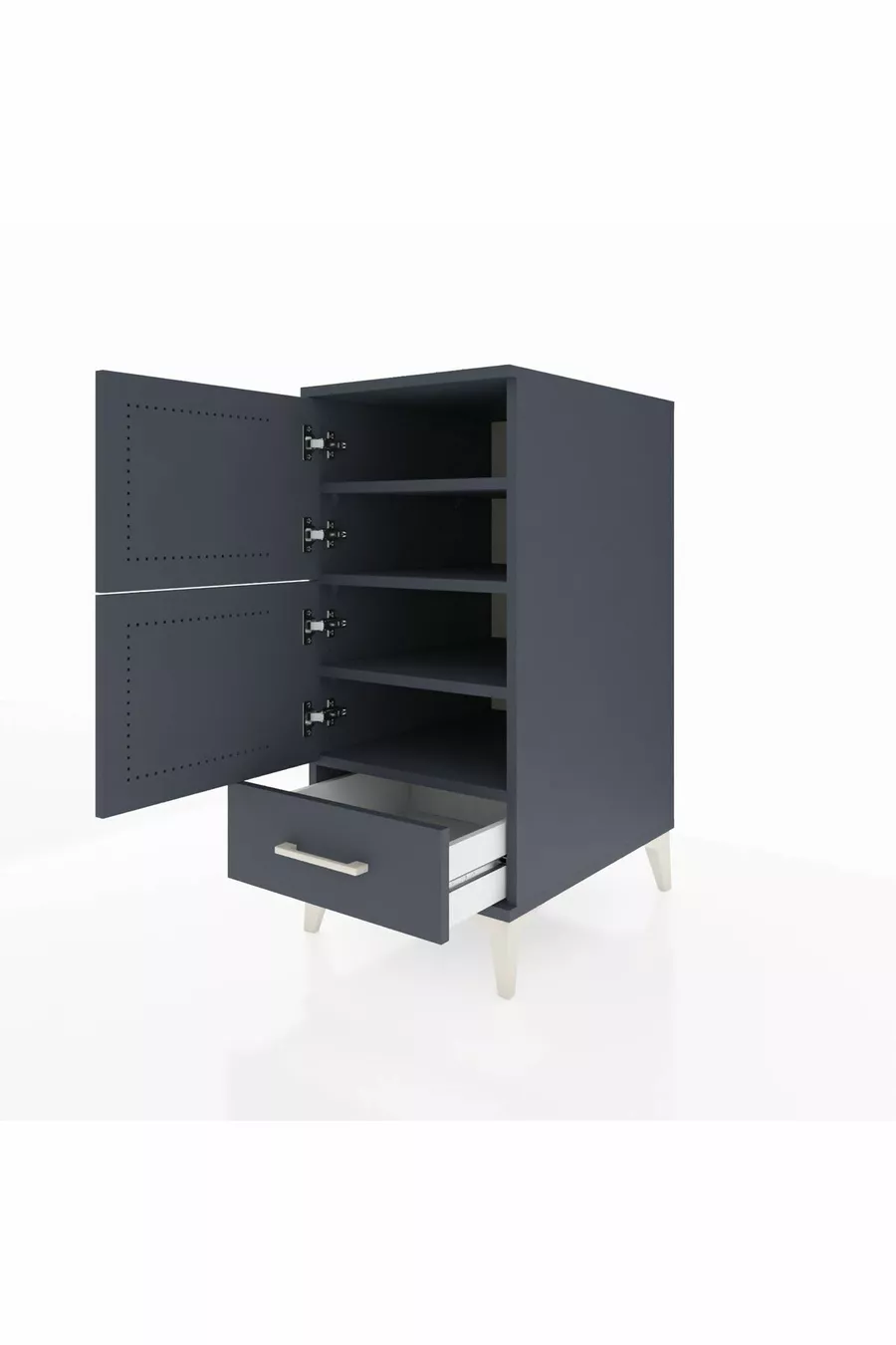 Kronos Chevet 4 étagères 1 tiroir 1 porte Anthracite-Anthracite