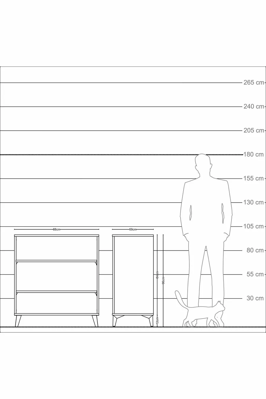 Commode Kronos 2 étagères Pierre de Lune-Pin