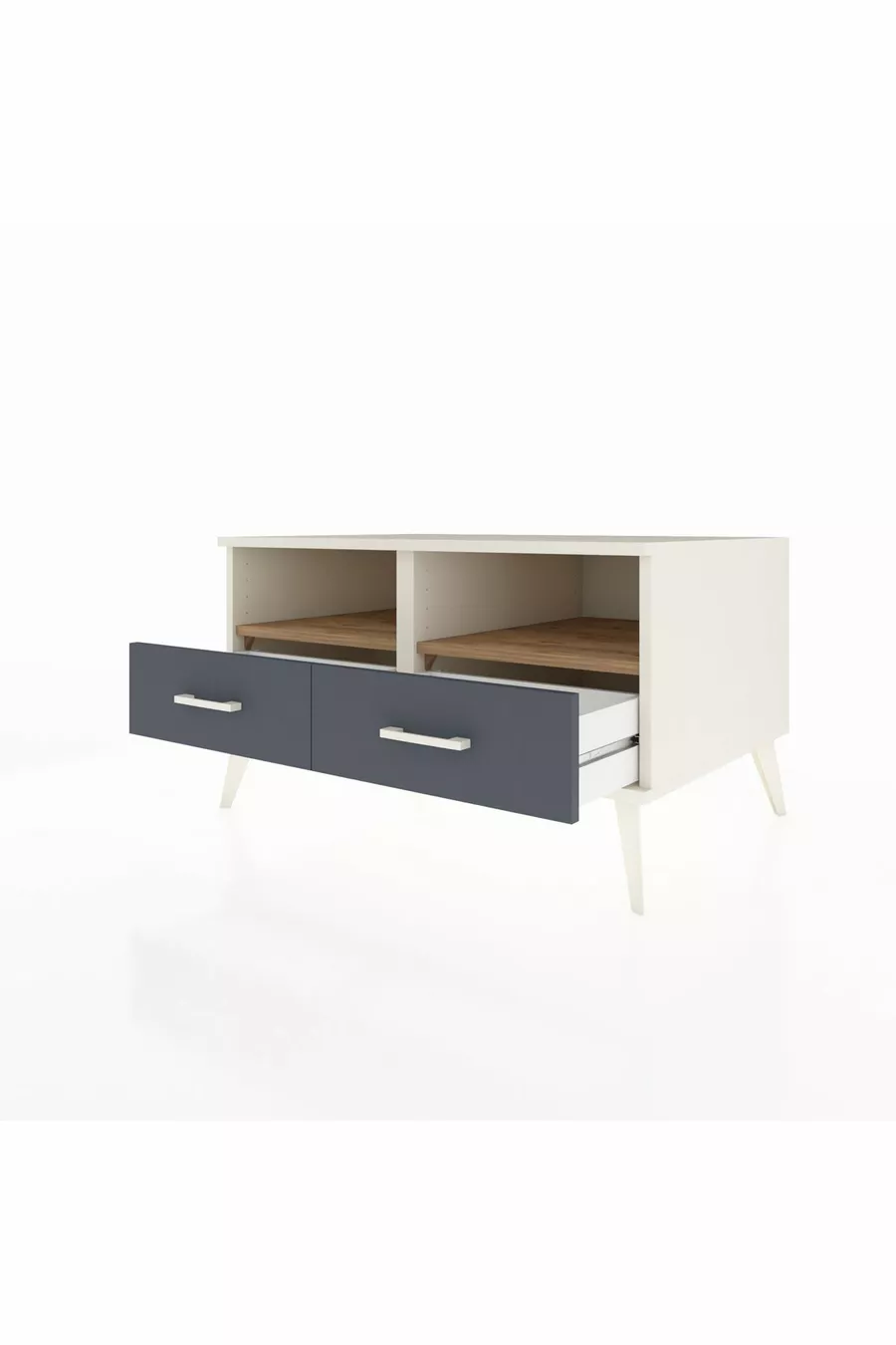 Commode Kronos avec 2 étagères et 2 tiroirs Ambre-Cèdre/Anthracite