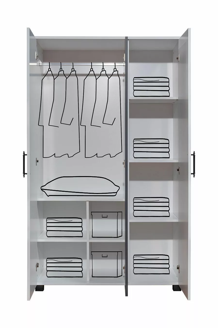 Lits superposés, Armoire pour lits superposés Aura avec 3 portes - Gris