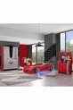 Chambre d'enfant - Lit avec voiture Jaguar et pare-vent - Armoire à 3 portes, bureau, commode - Rouge