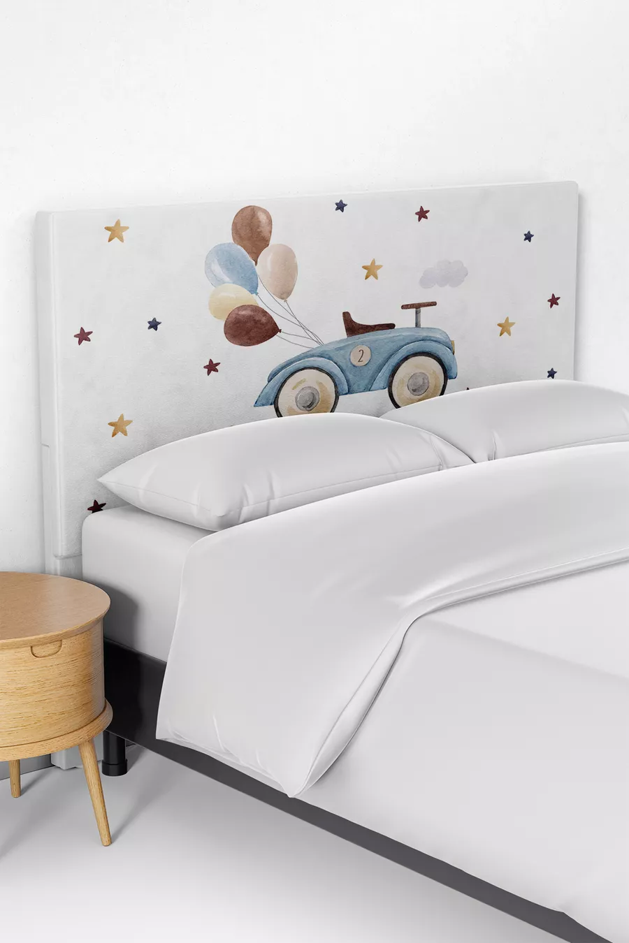 Housse de tête de lit pour enfant avec motif mignon de voiture et de ballon