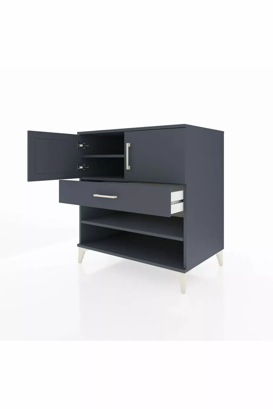 Commode Kronos avec 3 étagères, 1 tiroir et 2 portes, Anthracite-Anthracite