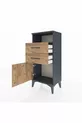 Table de chevet Arges avec une étagère, 2 tiroirs et une porte, Anthracite-Pin