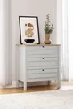 Commode Taiga 3 tiroirs, linge de lit Chambre à coucher Chambre de bébé Gris