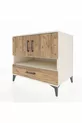 Commode Kronos avec 3 étagères, 1 tiroir et 2 portes, Pierre de Lune-Sapin