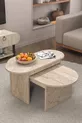 Table basse et table d'appoint ensemble de 2 en travertin