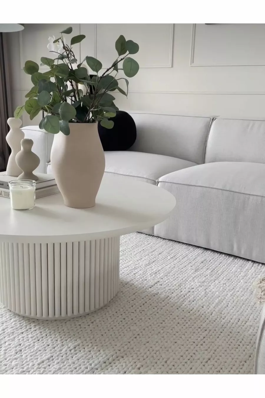 Nare, Table Basse Ronde en Bois Blanc Moderne Nouvelle Génération