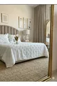 Parure de lit 3 pièces pour lit double à motif pompon Crème