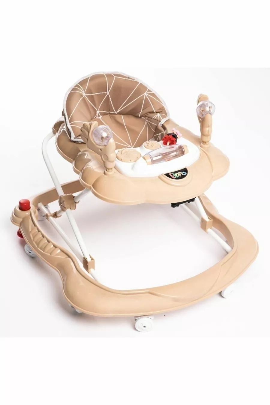 Trotteur pour bébé Spider marron de luxe avec jouets, musique et lumière à 3 niveaux avec siège