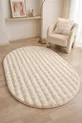Tapis en peluche ovale crème avec dessous antidérapant, lavable, doux, pour salon et chambre
