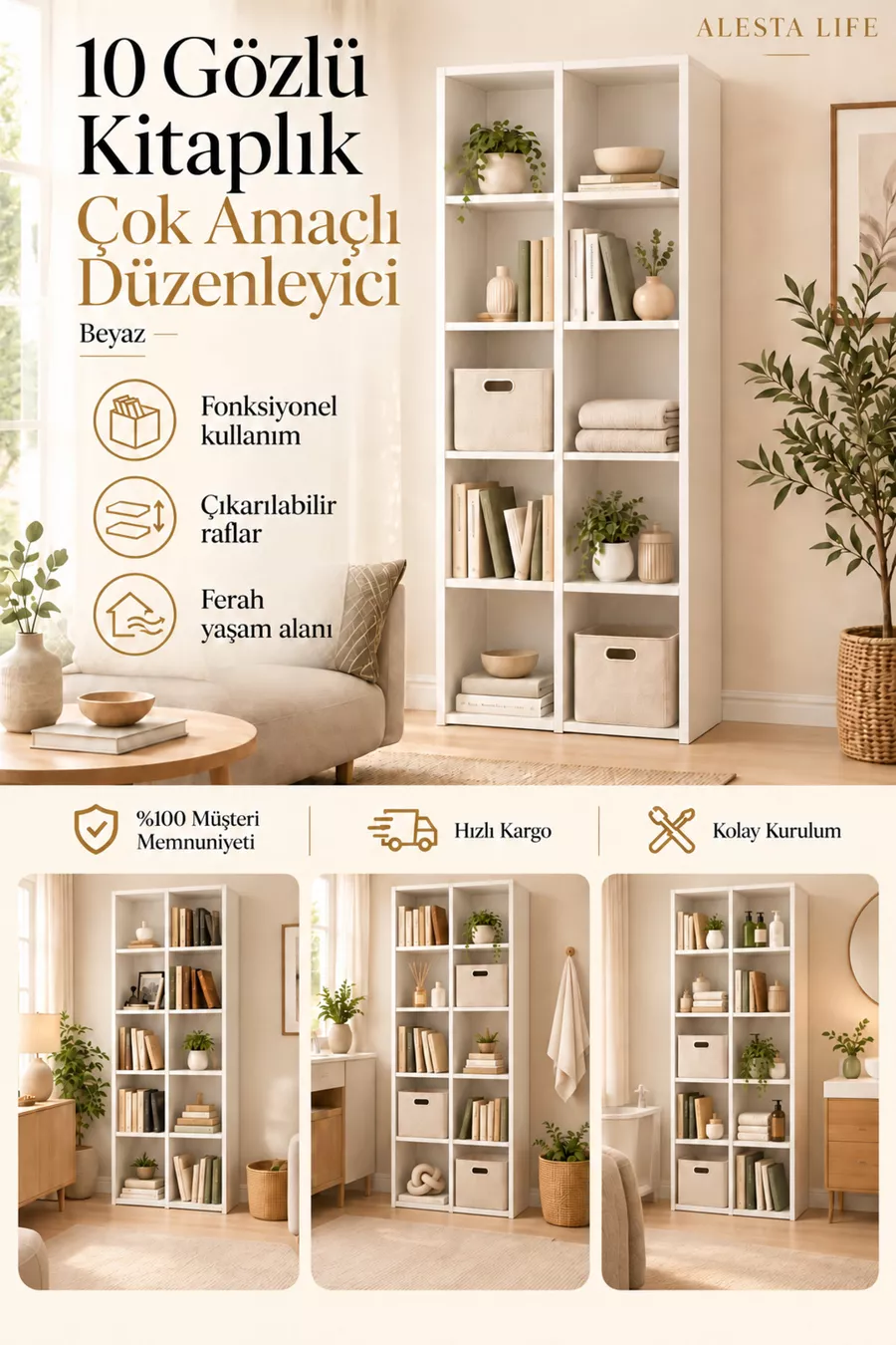 Bibliothèque à  compartiments/étagères, armoire blanche sans porte, armoire organisatrice