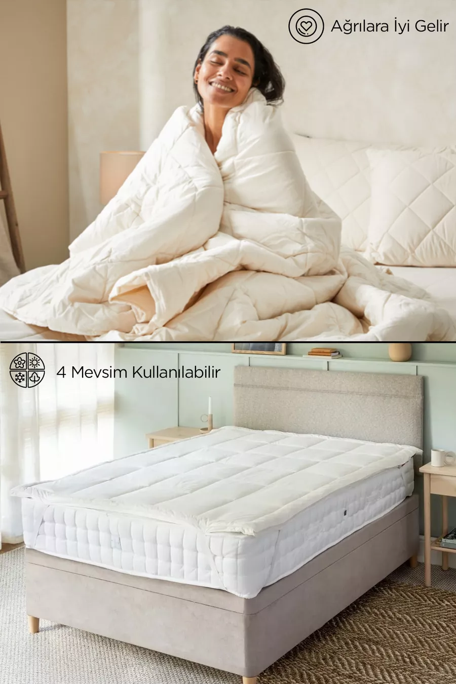 Protège-matelas en laine d'agneau à élastique aux coins | Couvre-lit en laine mérinos  % naturelle Simple, Double, King