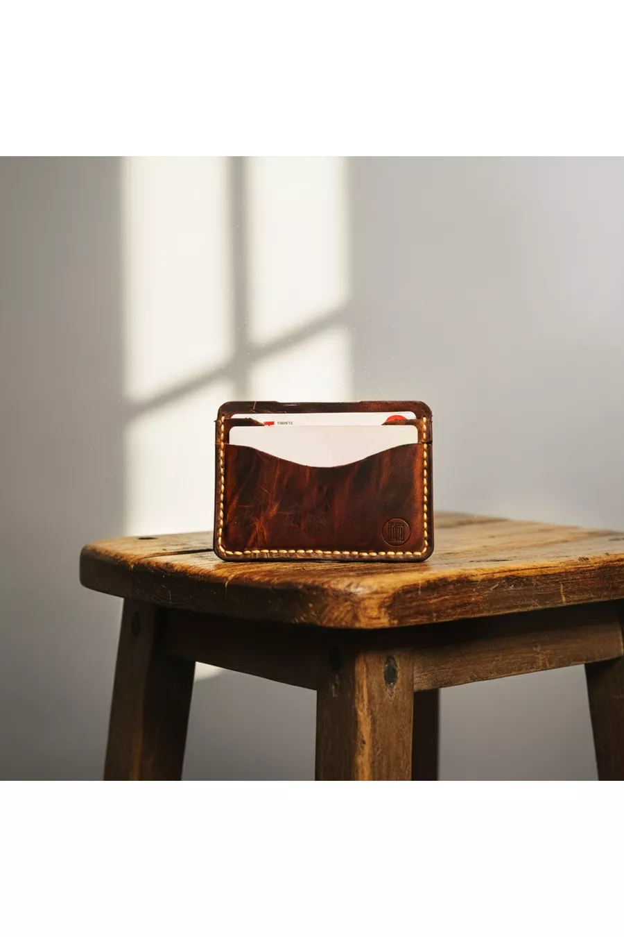 Porte-cartes en cuir véritable - Minimaliste