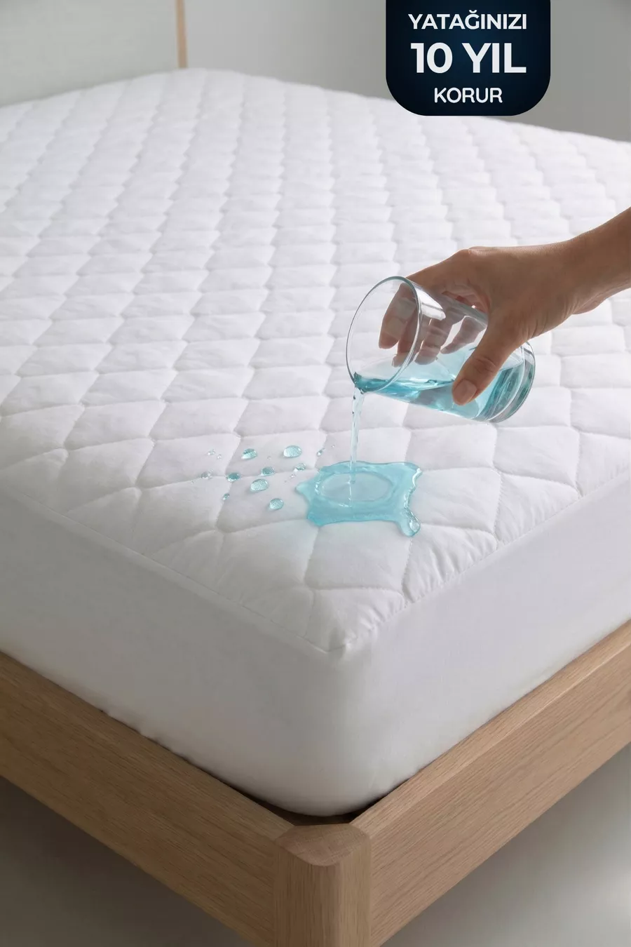 Protège-matelas en coton matelassé, ajustable, bord complet, imperméable, blanc