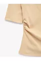 T-shirt en coton slim fit drapé à col rond bateau à manches coudées