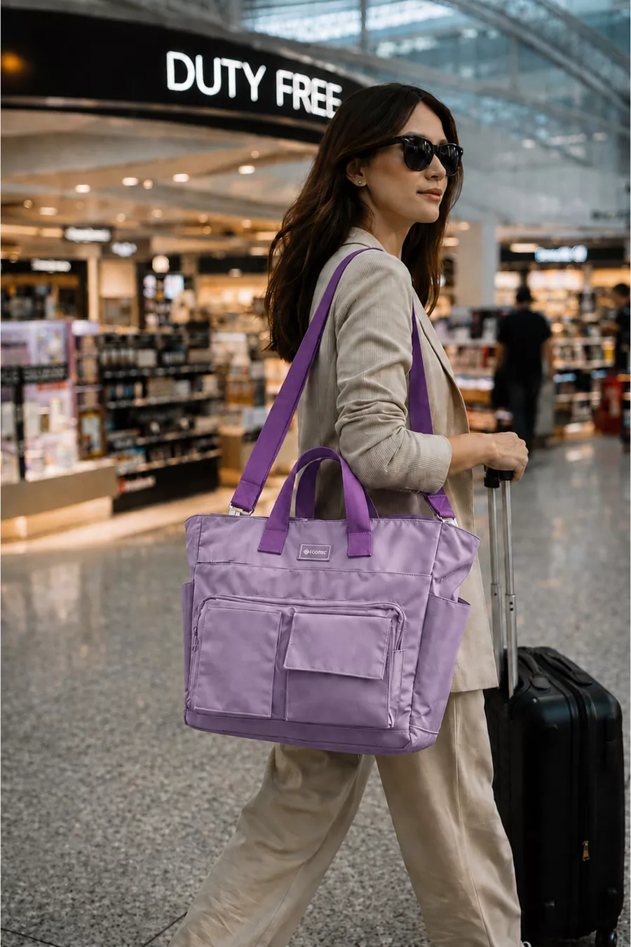 Sac Quotidien Hydrofuge - Compartiment pour Ordinateur Portable, Détails Matelassés, Multi-Poches, Poche pour Biberon, Accessoire de Valise, Sac Maman Violet, Sac de Soins pour Bébé Violet, Sac de Maman