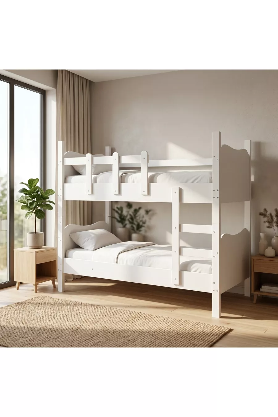 Lit superposé confortable avec échelle détachable cm (% MDF)